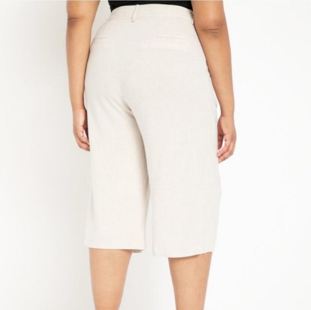 ELOQUII Linen High Rise Culotte Wide Leg Pants Size 24 - Picture 4 of 12